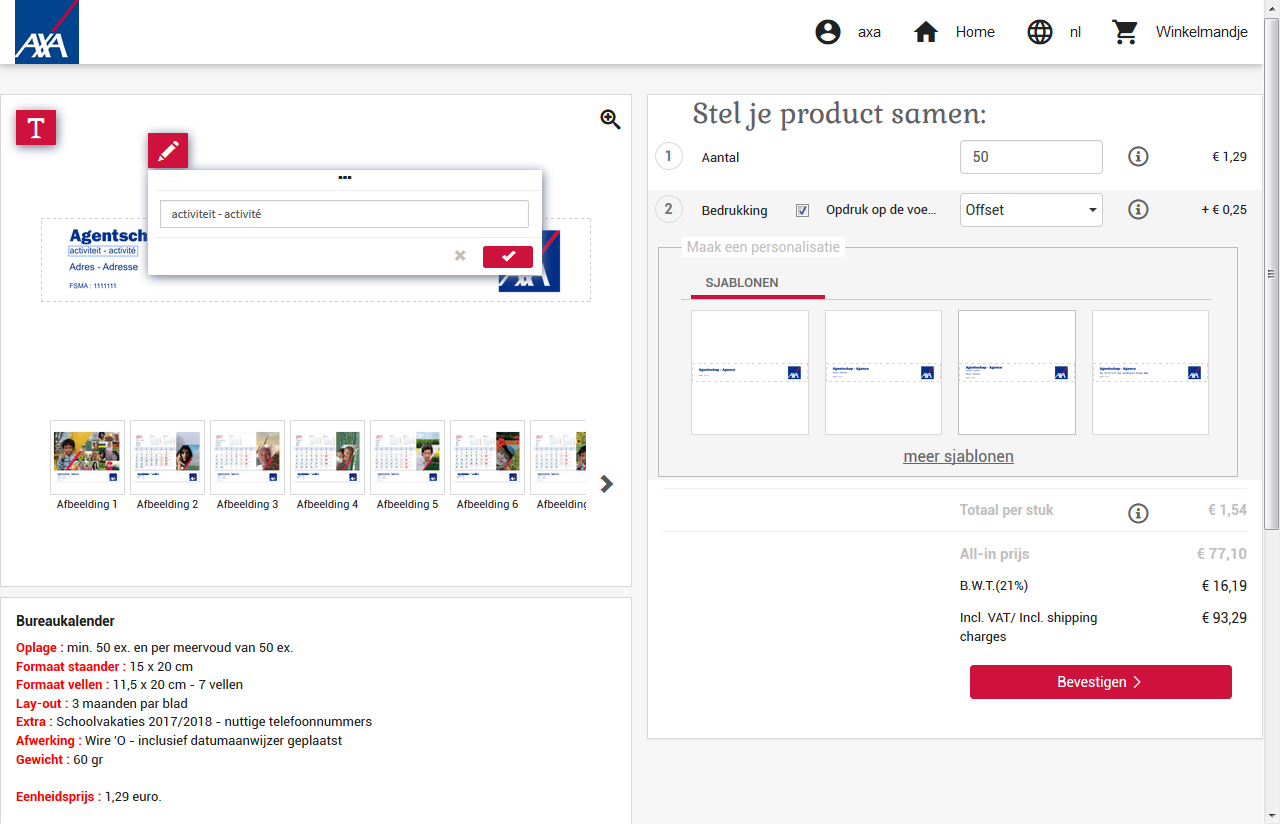 B2B Webshop met productpersonalisatie editor